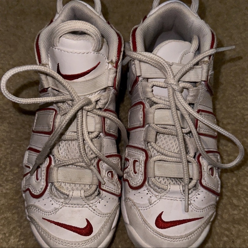 Nike Kids White and Red Basketball Shoes